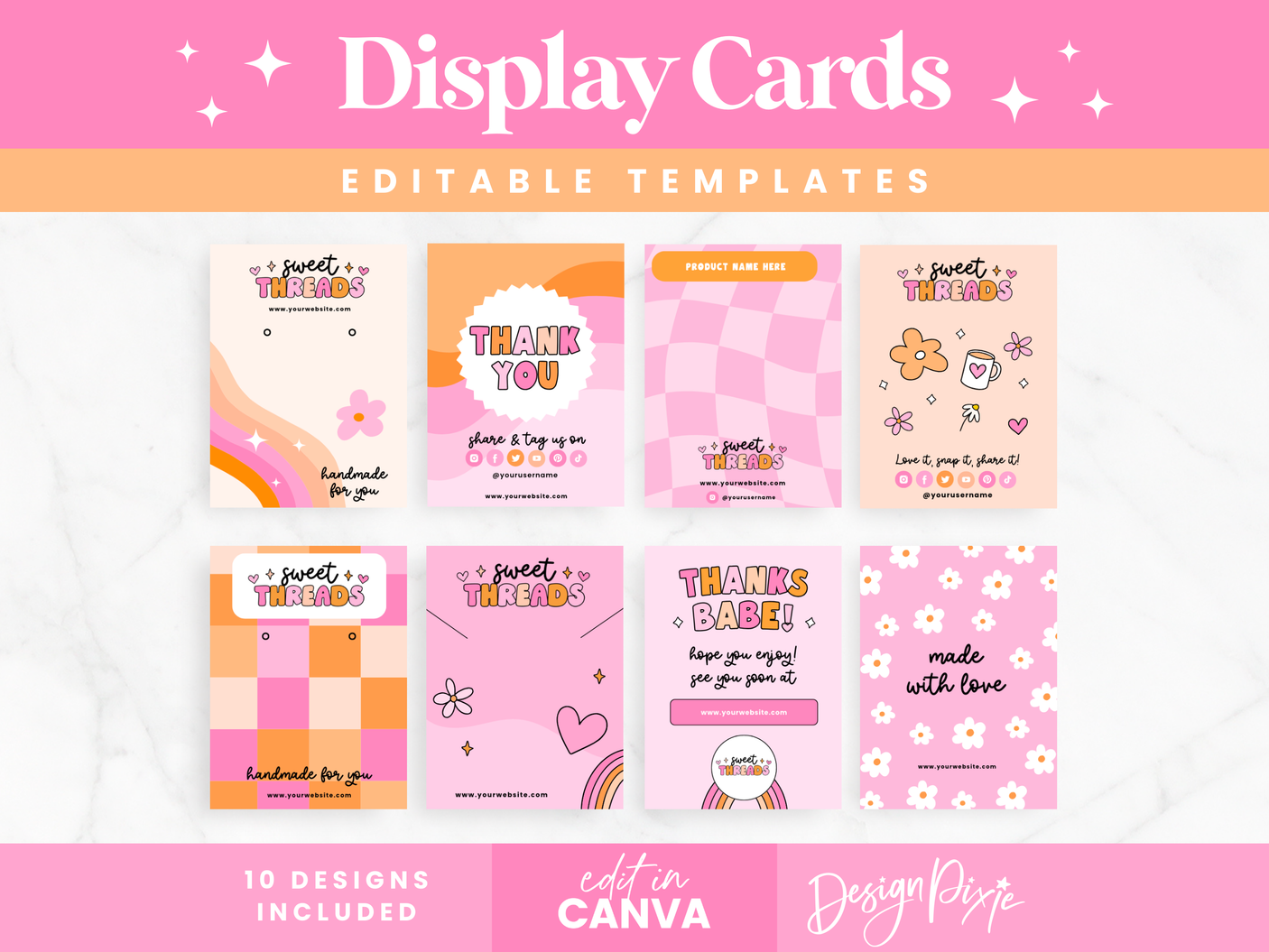 Pink Retro Display Card Templates - Design Pixie