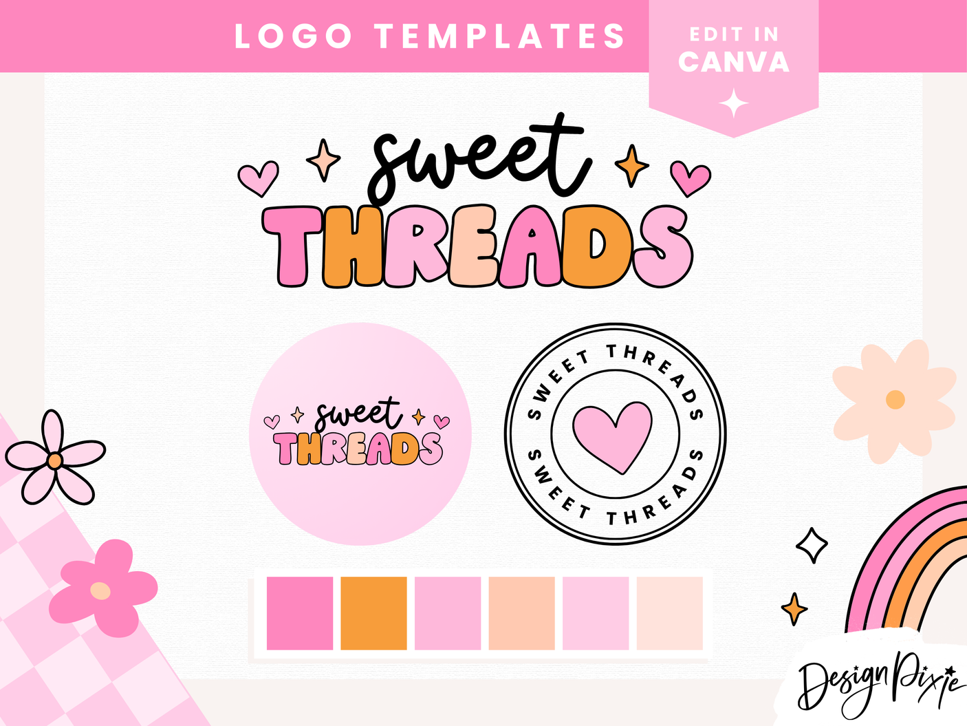 Pink Retro Logo Template - Design Pixie