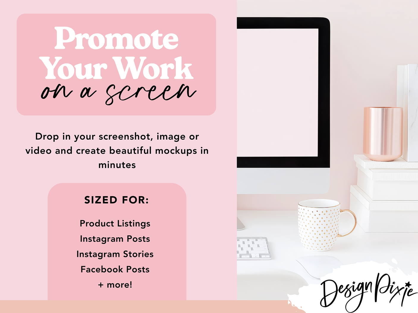 Blush Pink iMac Desk Mockup