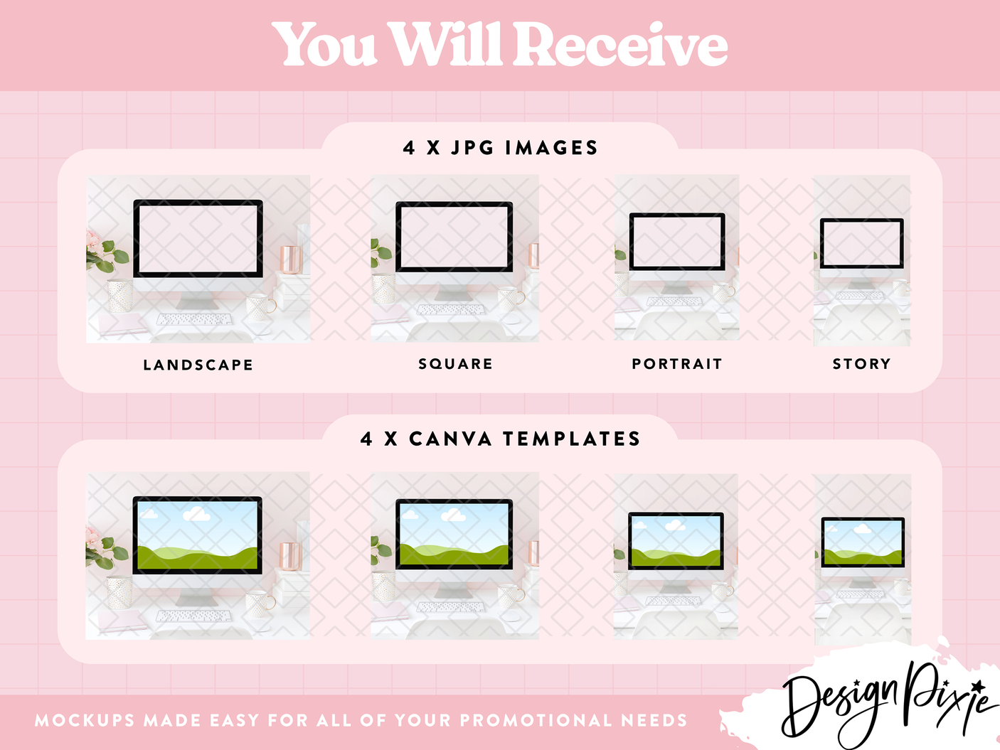 Blush Pink iMac Desk Mockup