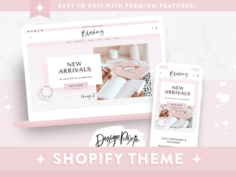 Pink Shopify Theme with aesthetic blush and marble design