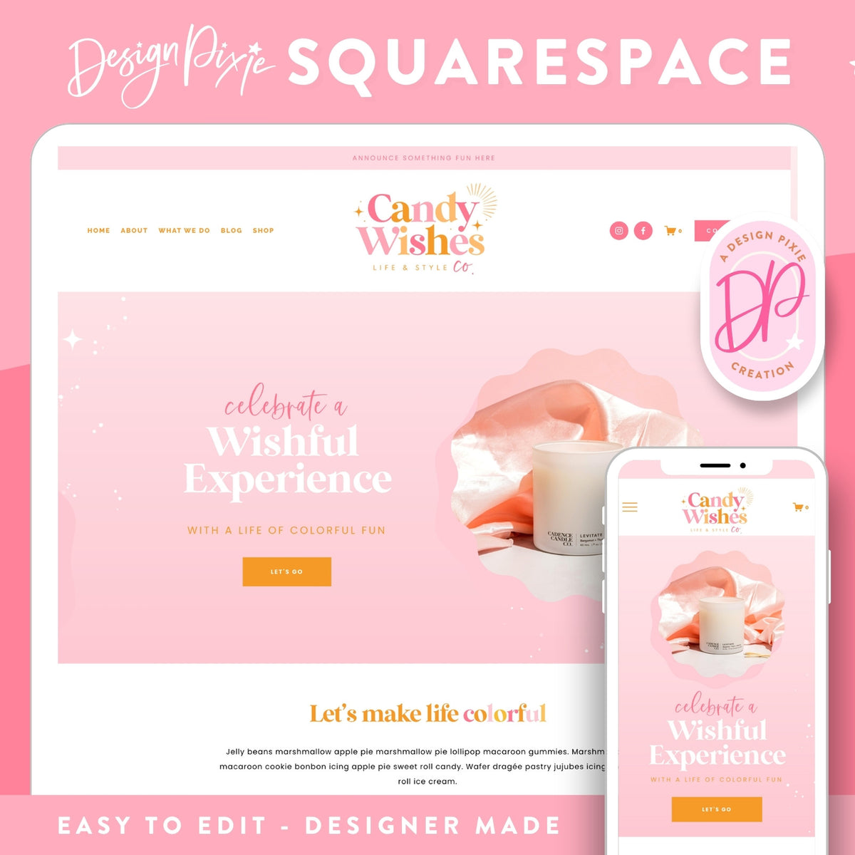 Pink Squarespace Template – Design Pixie
