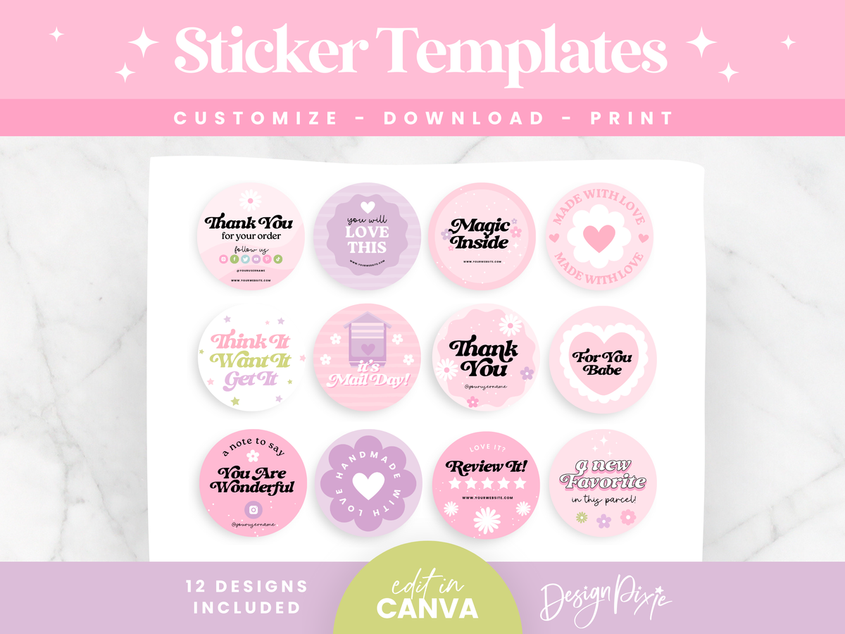 Pink Background With Design Sticker Pink Sticker Templates – Design Pixie