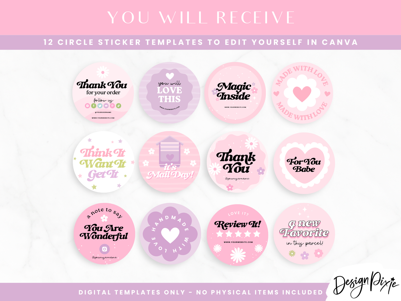 Pink Sticker Templates - Design Pixie