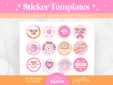 Pink Retro Sticker Templates - Design Pixie