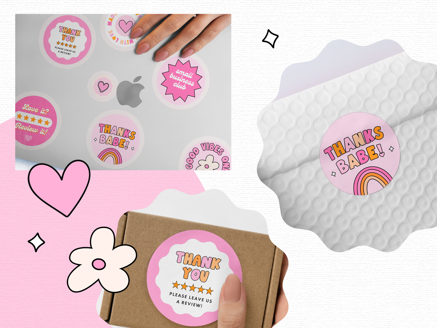 Pink Retro Sticker Templates - Design Pixie