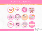 Pink Retro Sticker Templates - Design Pixie