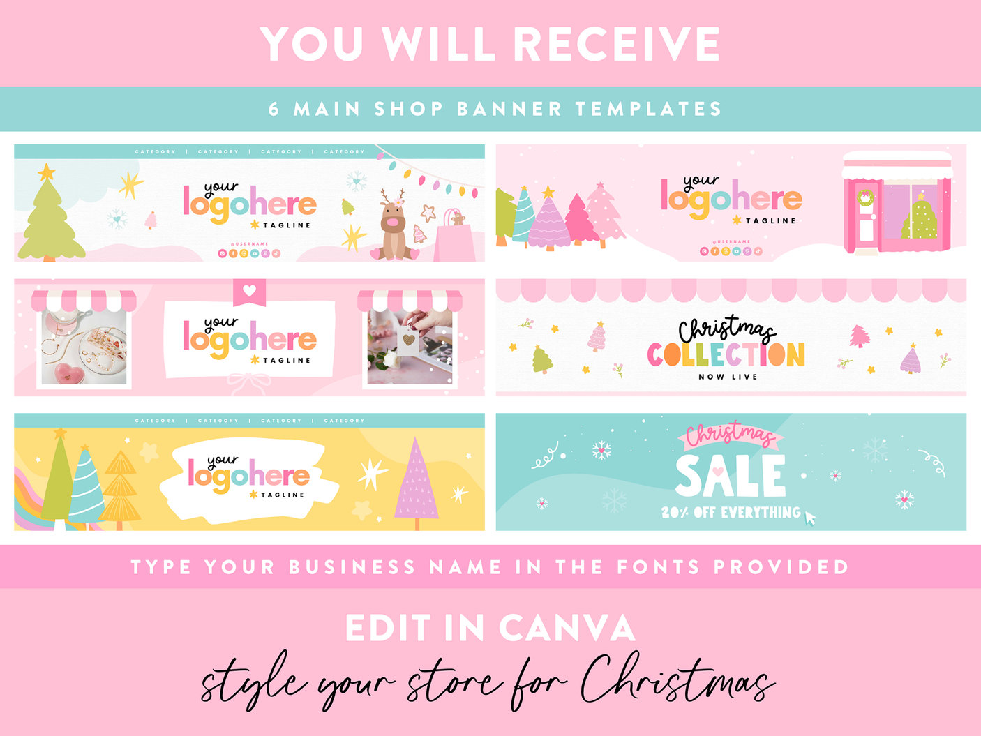 Playful Christmas Etsy Shop Banner Templates