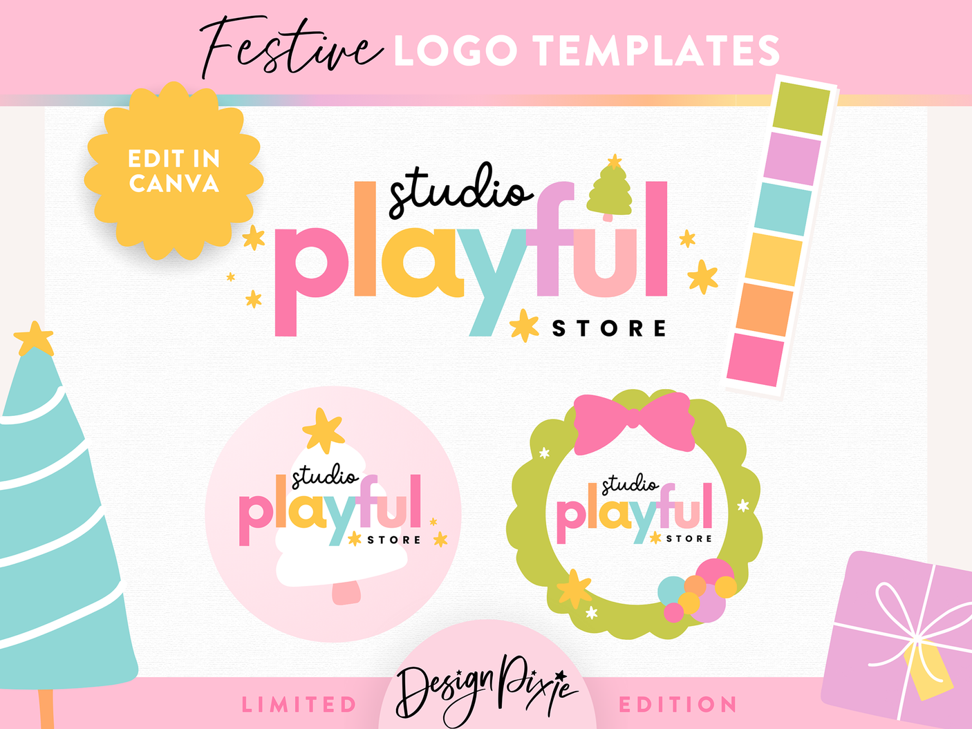 Playful Christmas Logo Design Template