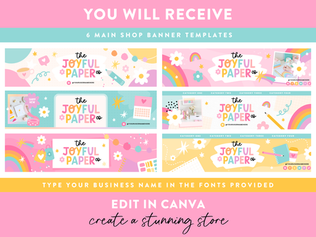 Playful Rainbow Etsy Shop Banner Templates