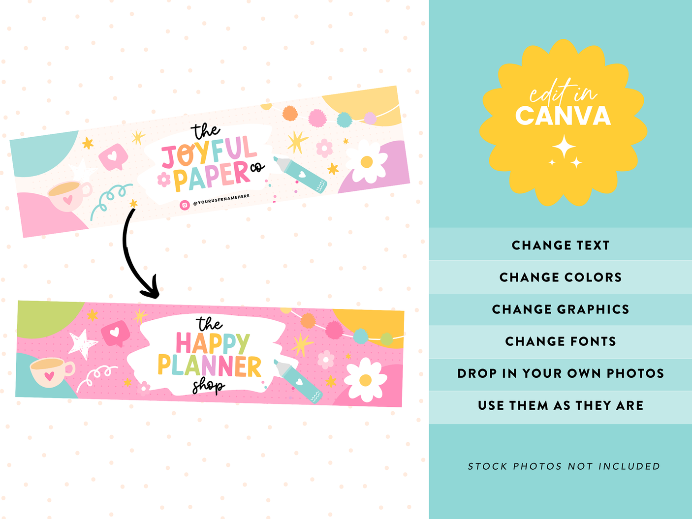 Playful Rainbow Etsy Shop Banner Templates