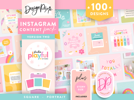 Playful rainbow Instagram post and story templates to edit in Canva