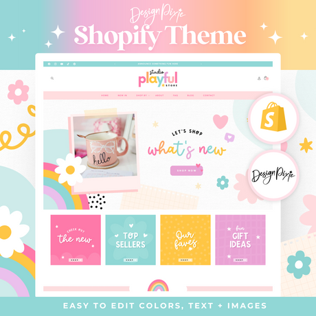 Playful Shopify theme in rainbow colors by Design Pixie