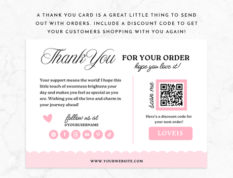 Pretty Pink Thank You Card Template