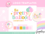 Pretty balloon logo design in pastel colors as an editable Canva logo template