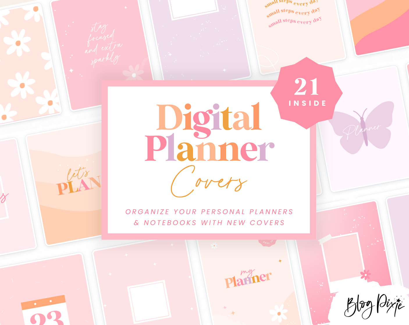 Digital Planner Covers - Pink Patterns - Design Pixie