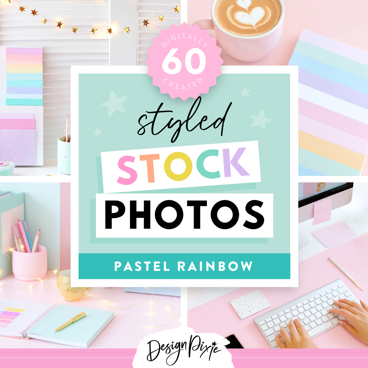 Pastel rainbow styled stock photos with aesthetic images for blogging, website design and more.