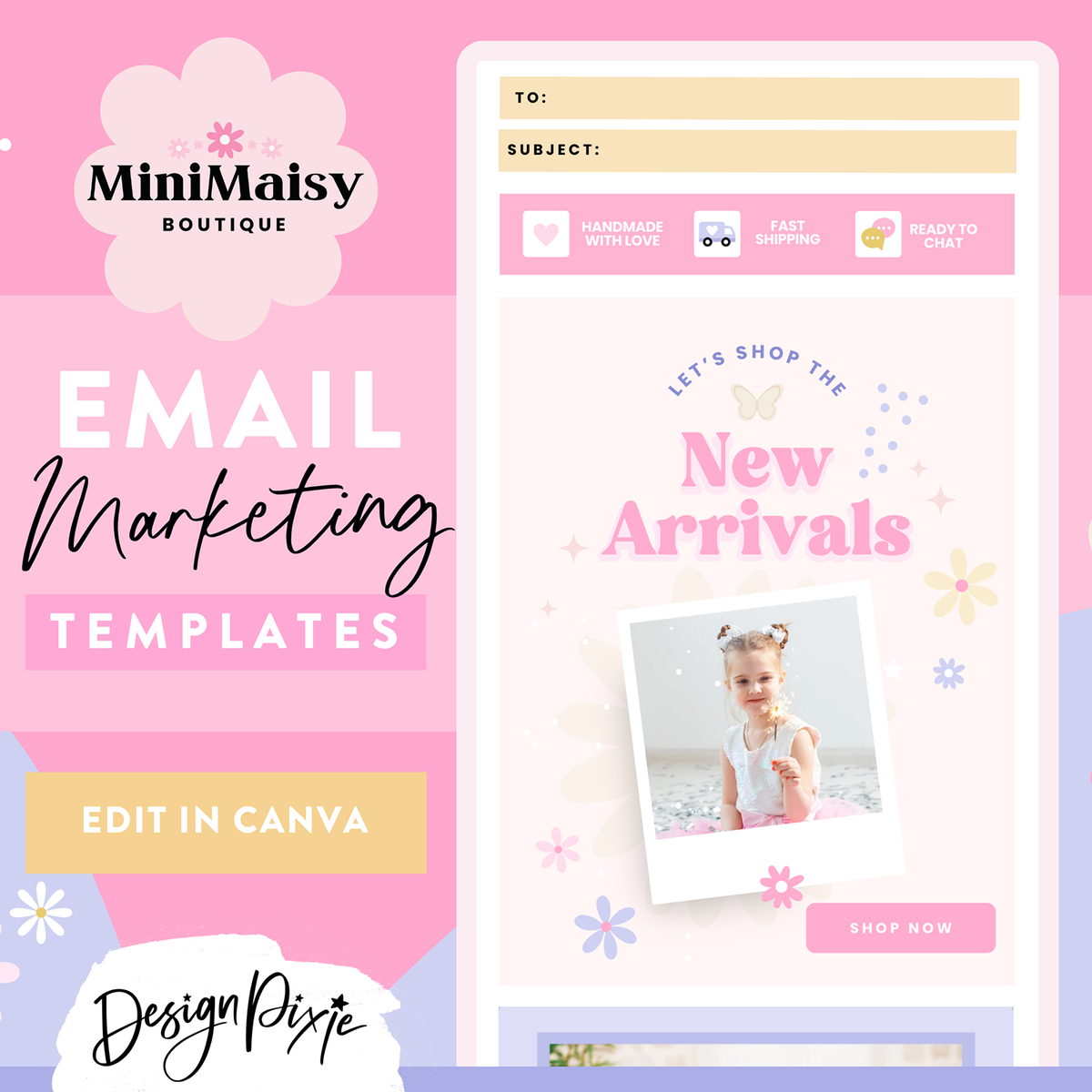 Girly Pink Email Marketing Templates โ Design Pixie