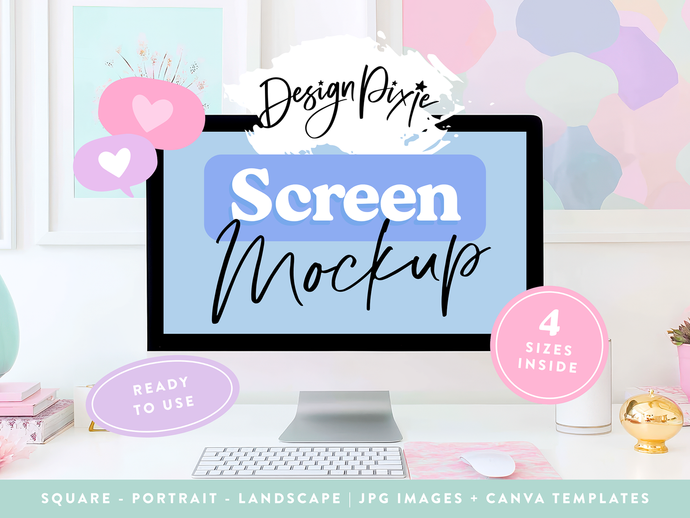 Pastel Blue iMac Mockup