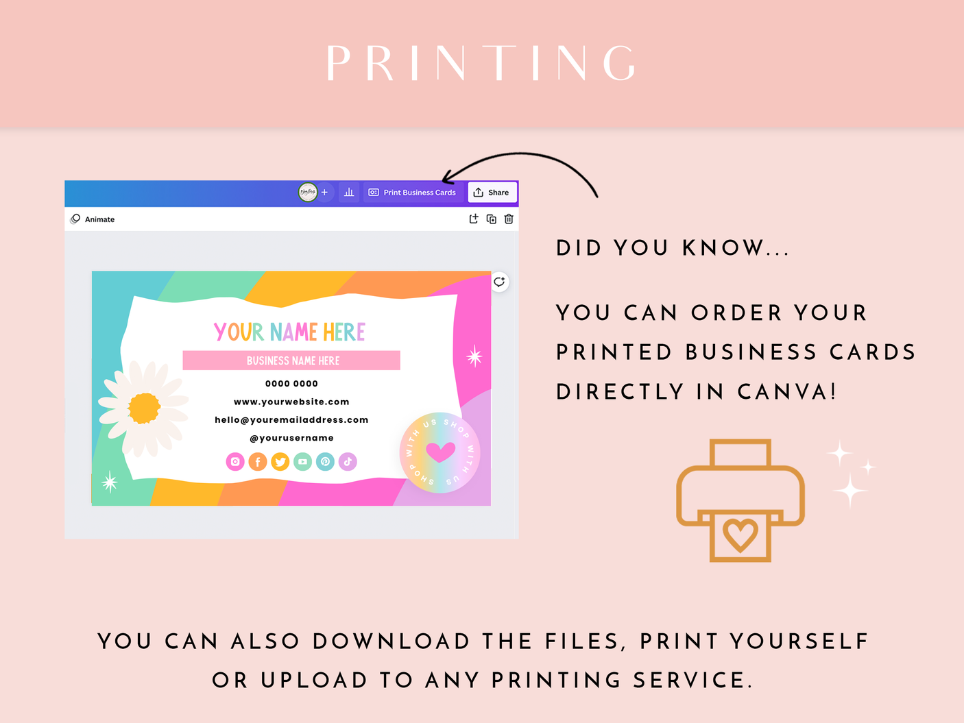 Business Card Template - Rainbow Journal - Design Pixie