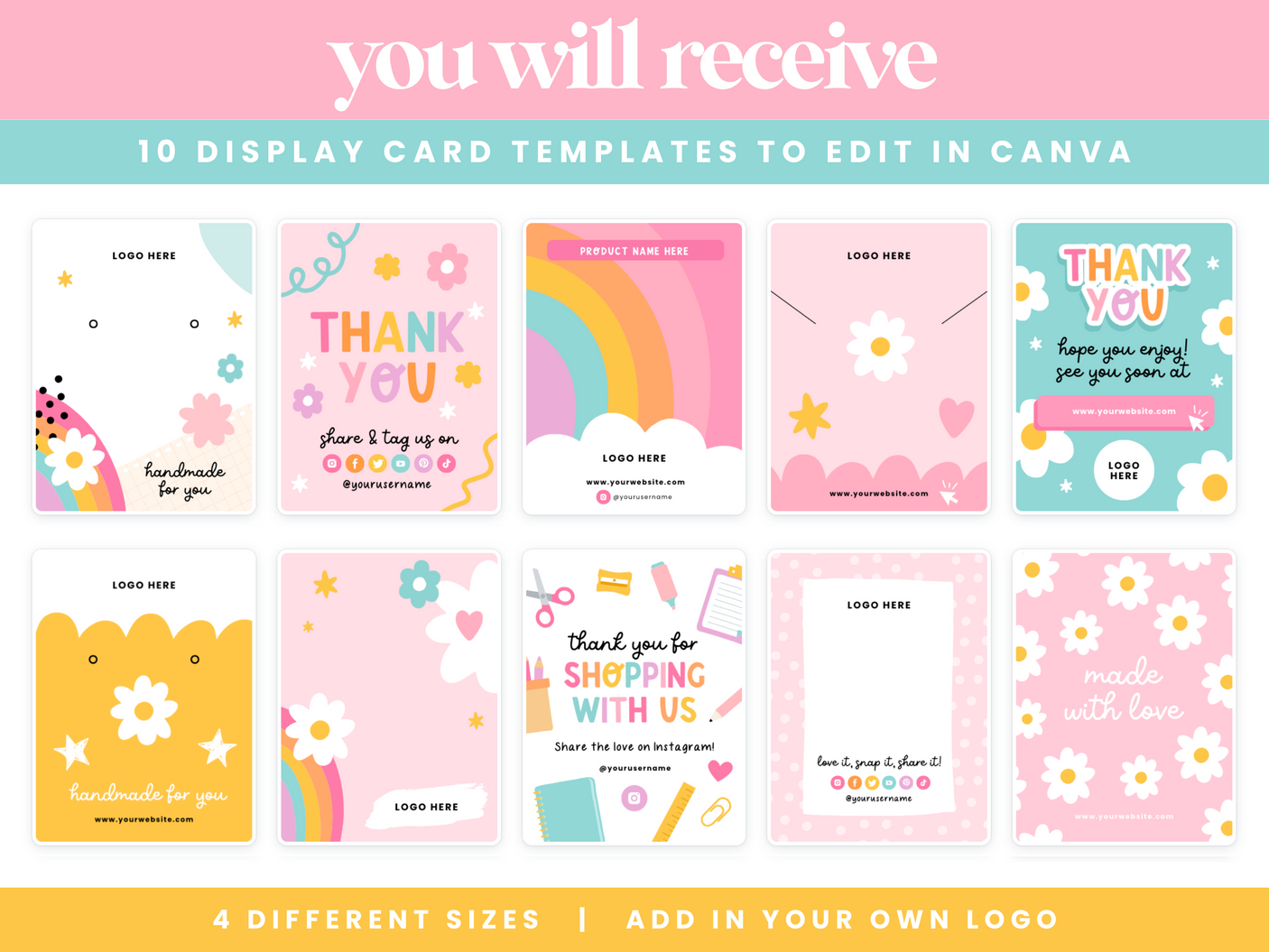 Rainbow Display Card Templates - Design Pixie