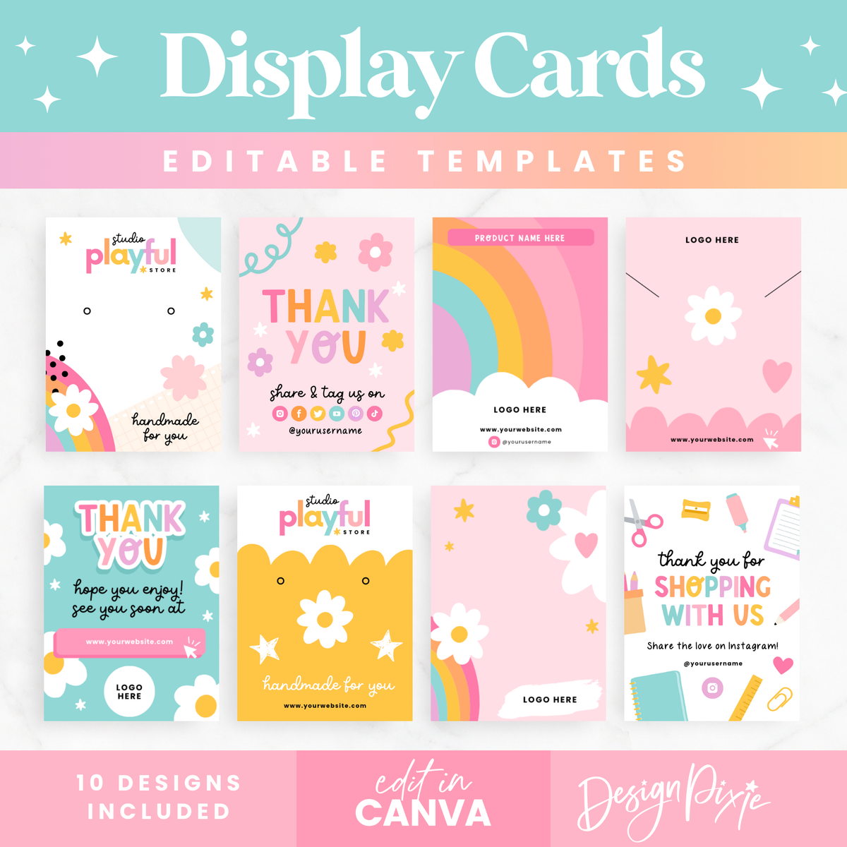 Rainbow Display Card Templates – Design Pixie