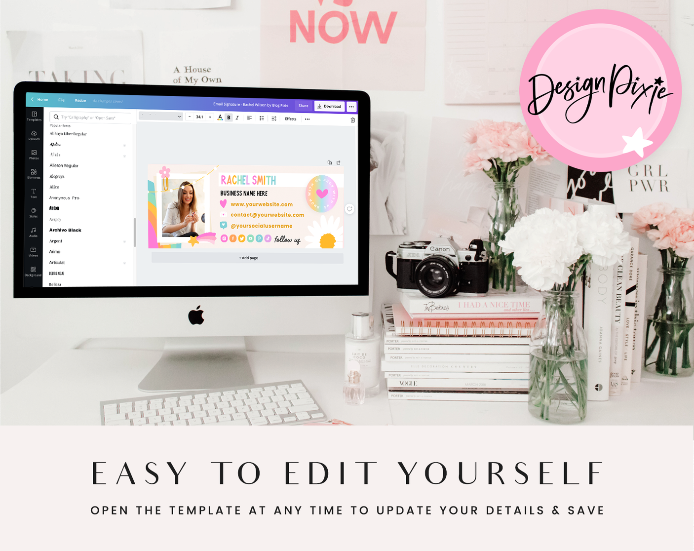 Rainbow Journal Email Signature Template - Design Pixie