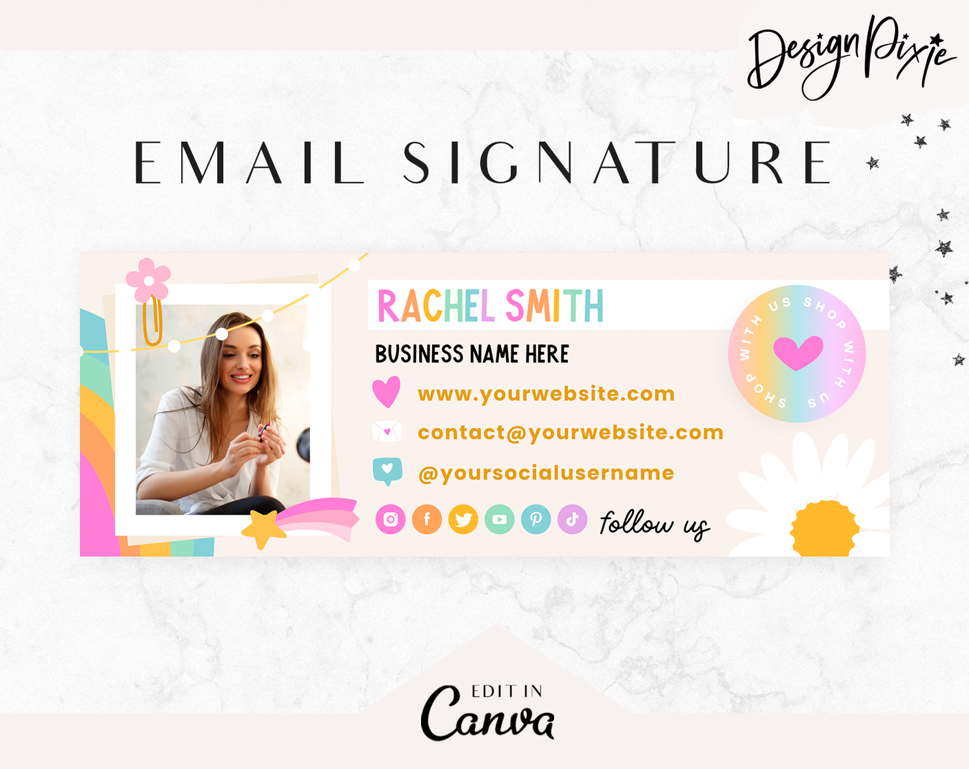 Rainbow Journal Email Signature Template - Design Pixie