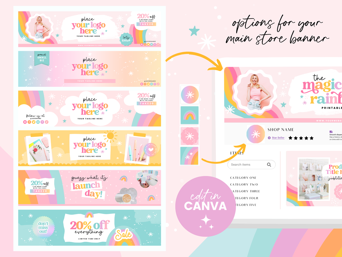 Etsy Shop Kits - Creative Editable Banner Templates Canva – Design Pixie