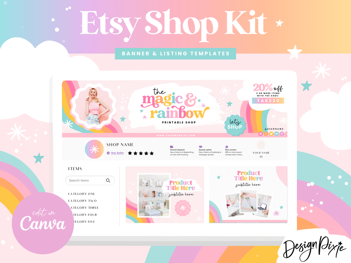 Etsy Shop Kits - Creative Editable Banner Templates Canva – Design Pixie