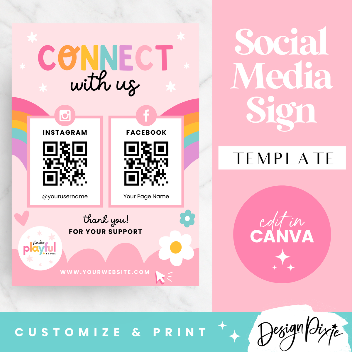 Connect With Us Sign - Playful – Design Pixie