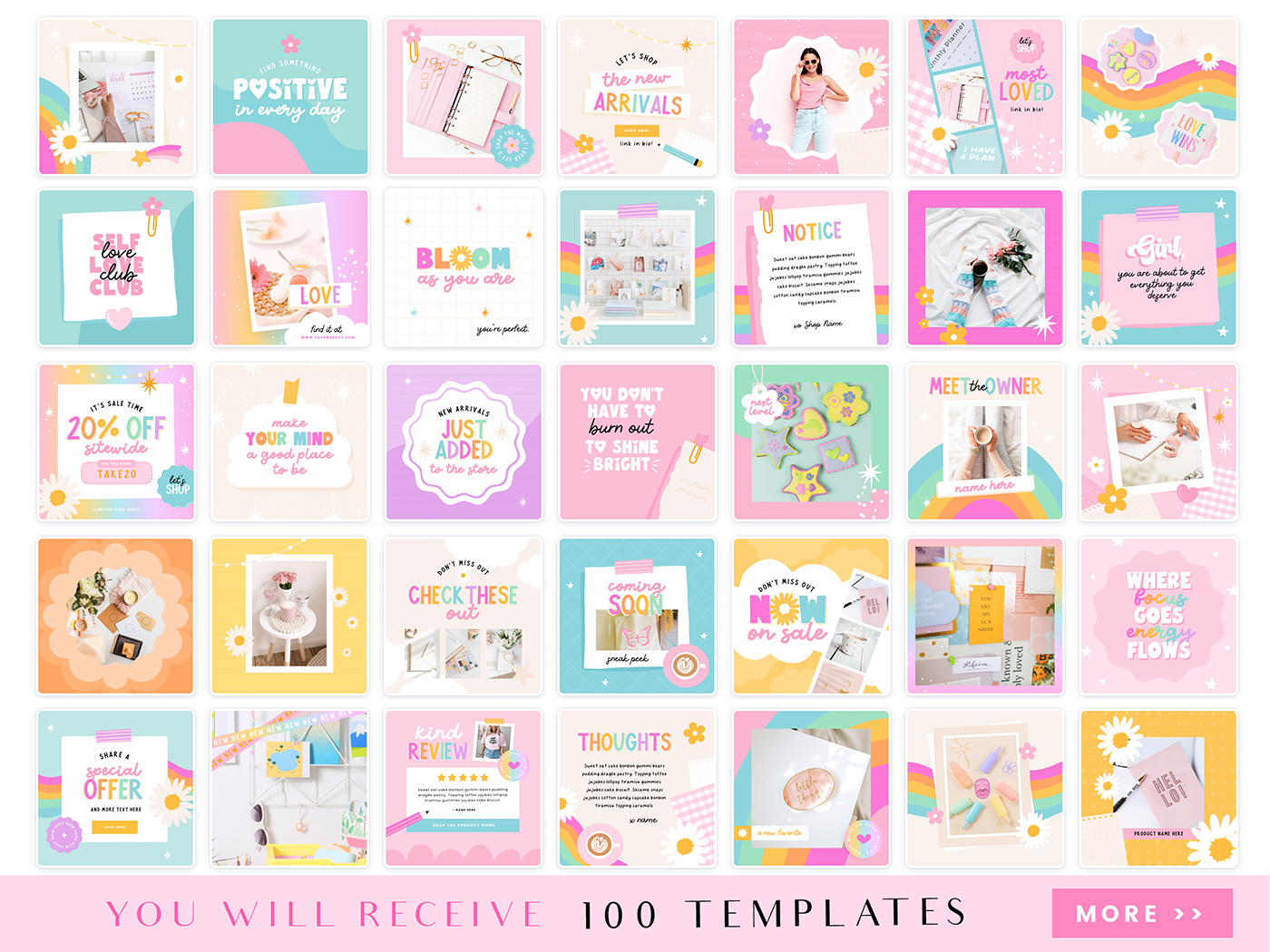 Rainbow Journal Instagram Post Templates - Design Pixie