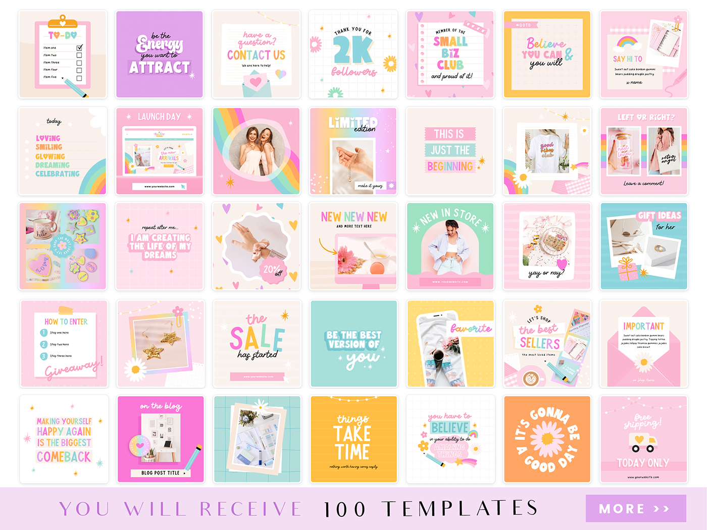 Rainbow Journal Instagram Post Templates - Design Pixie