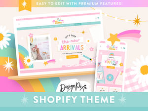 Rainbow Shopify theme with colorful design and text on a bright background