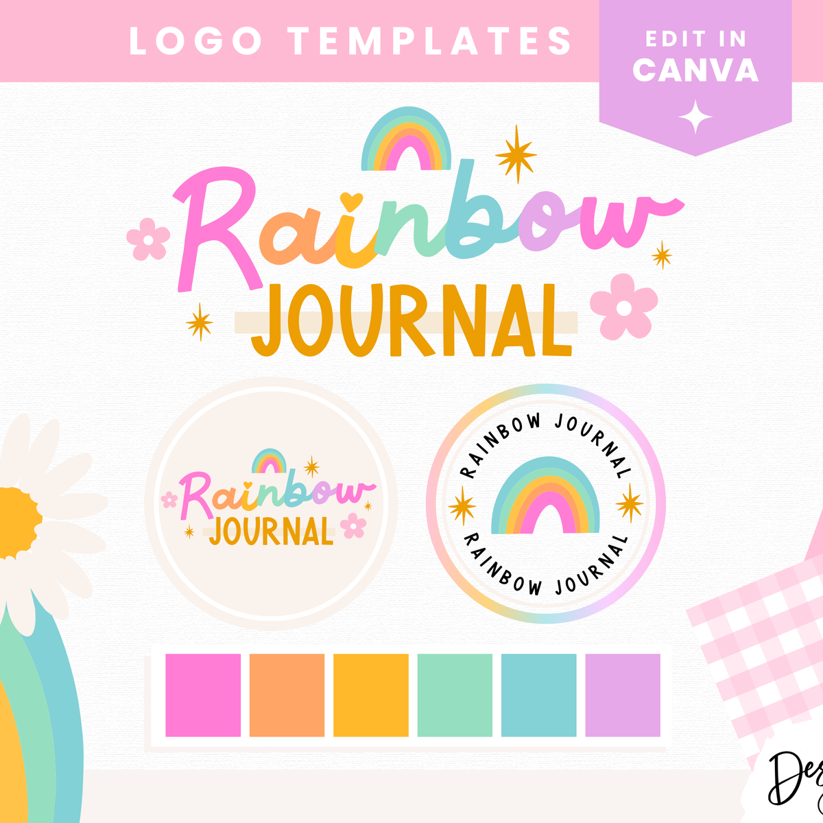 Rainbow Journal Logo Template – Design Pixie