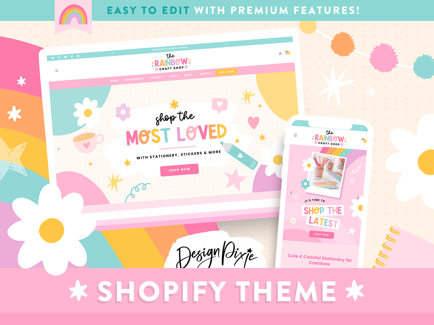 Rainbow Shopify theme in a playful design