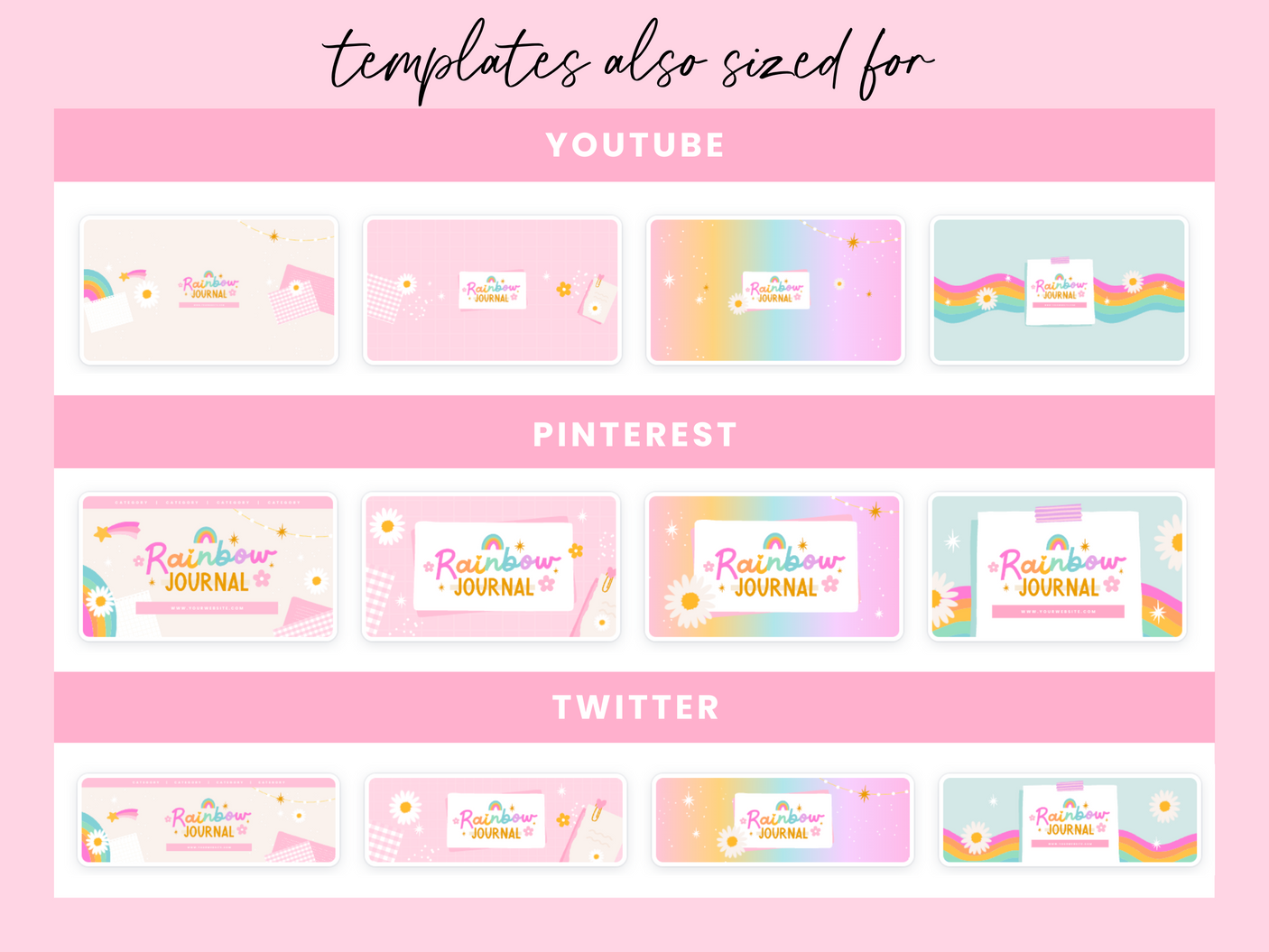 Rainbow Journal Social Media Banners - Design Pixie