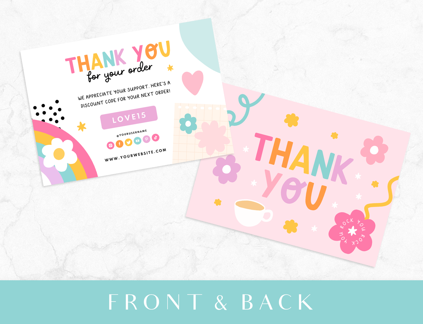 Rainbow Thank You Card Template - Design Pixie