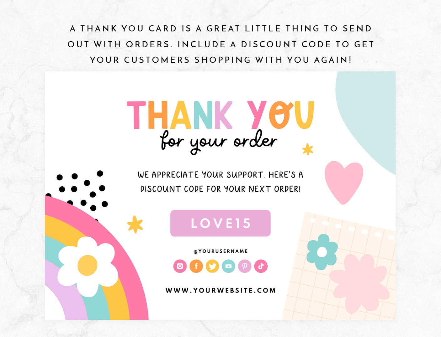 Rainbow Thank You Card Template - Design Pixie