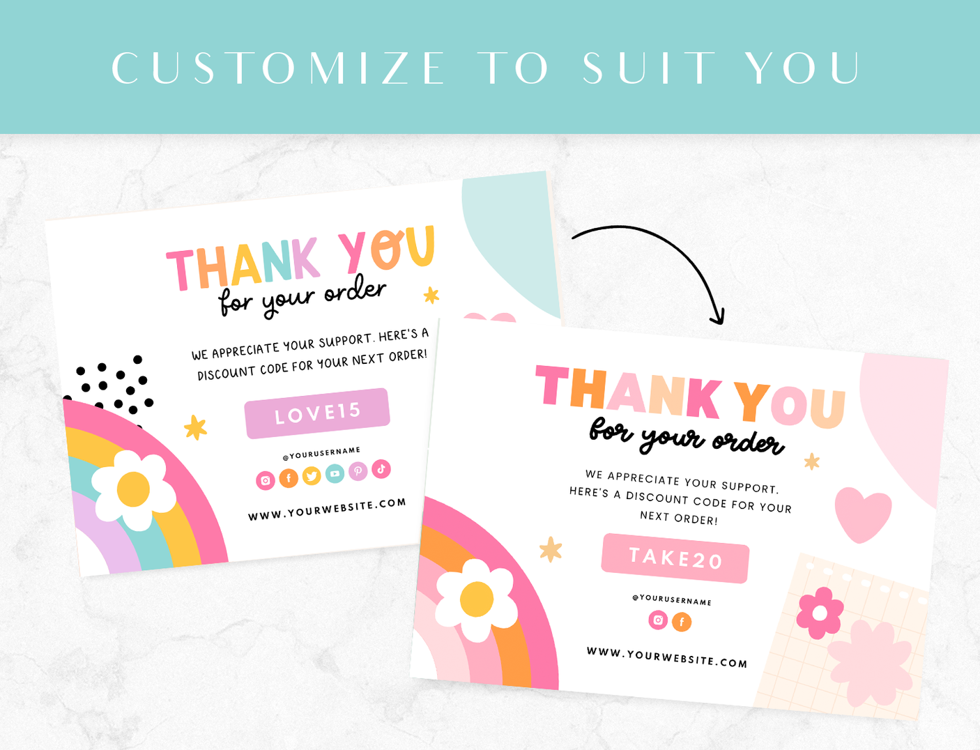 Rainbow Thank You Card Template - Design Pixie