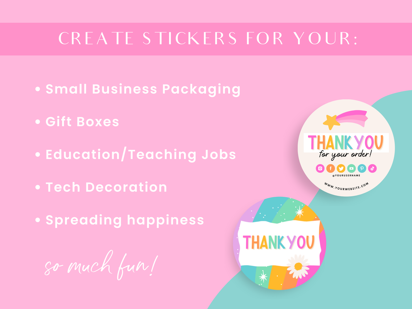 Rainbow Thank You Stickers - Design Pixie