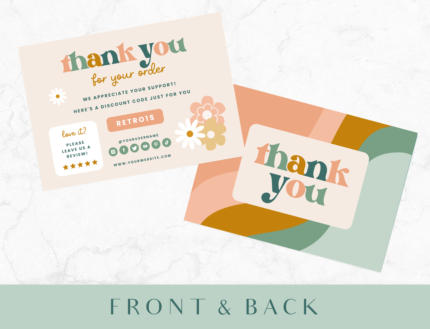 retro thank you card template – design pixie