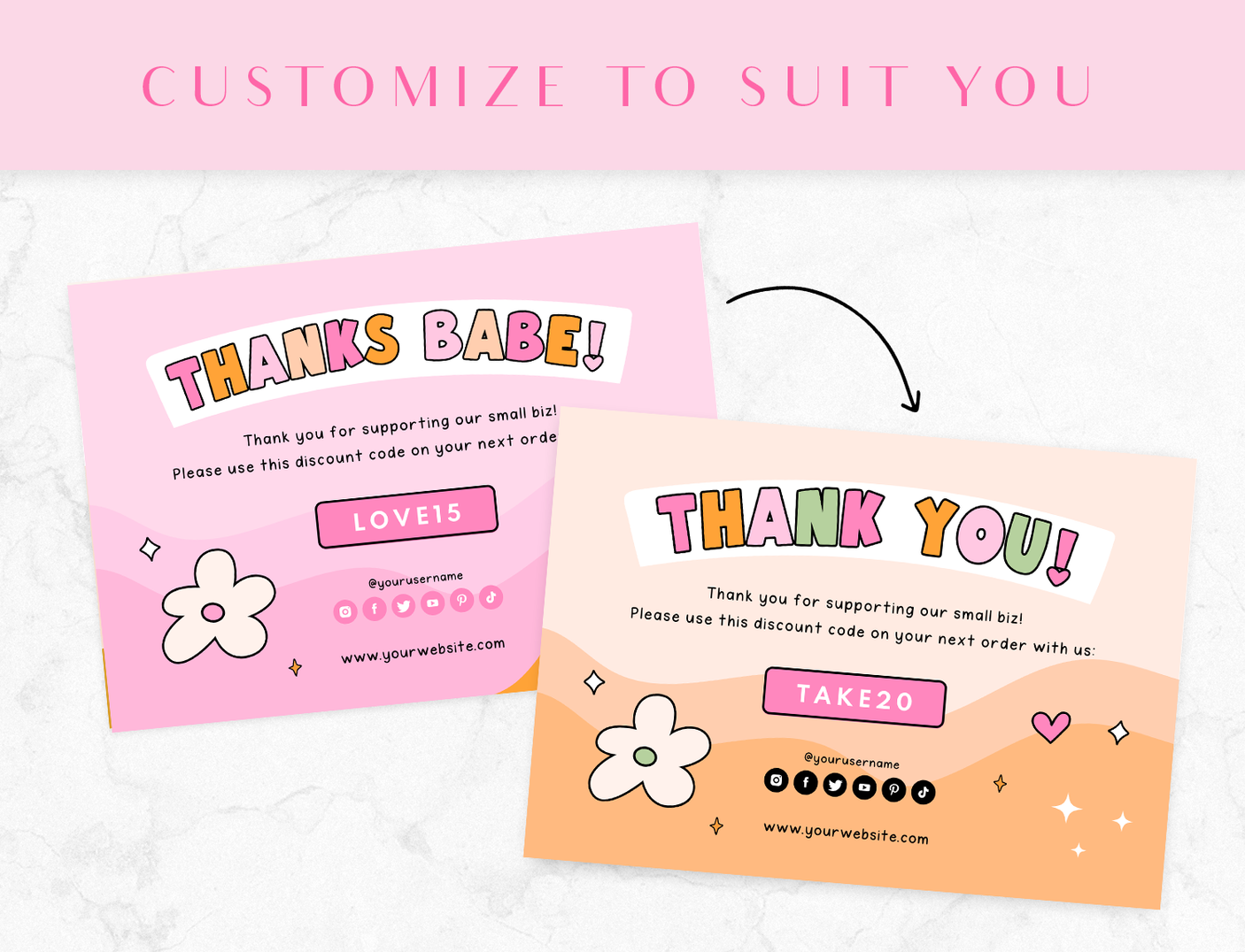 Pink Retro Thank You Card Template - Design Pixie