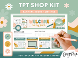 Retro TPT store banner templates to edit in Canva