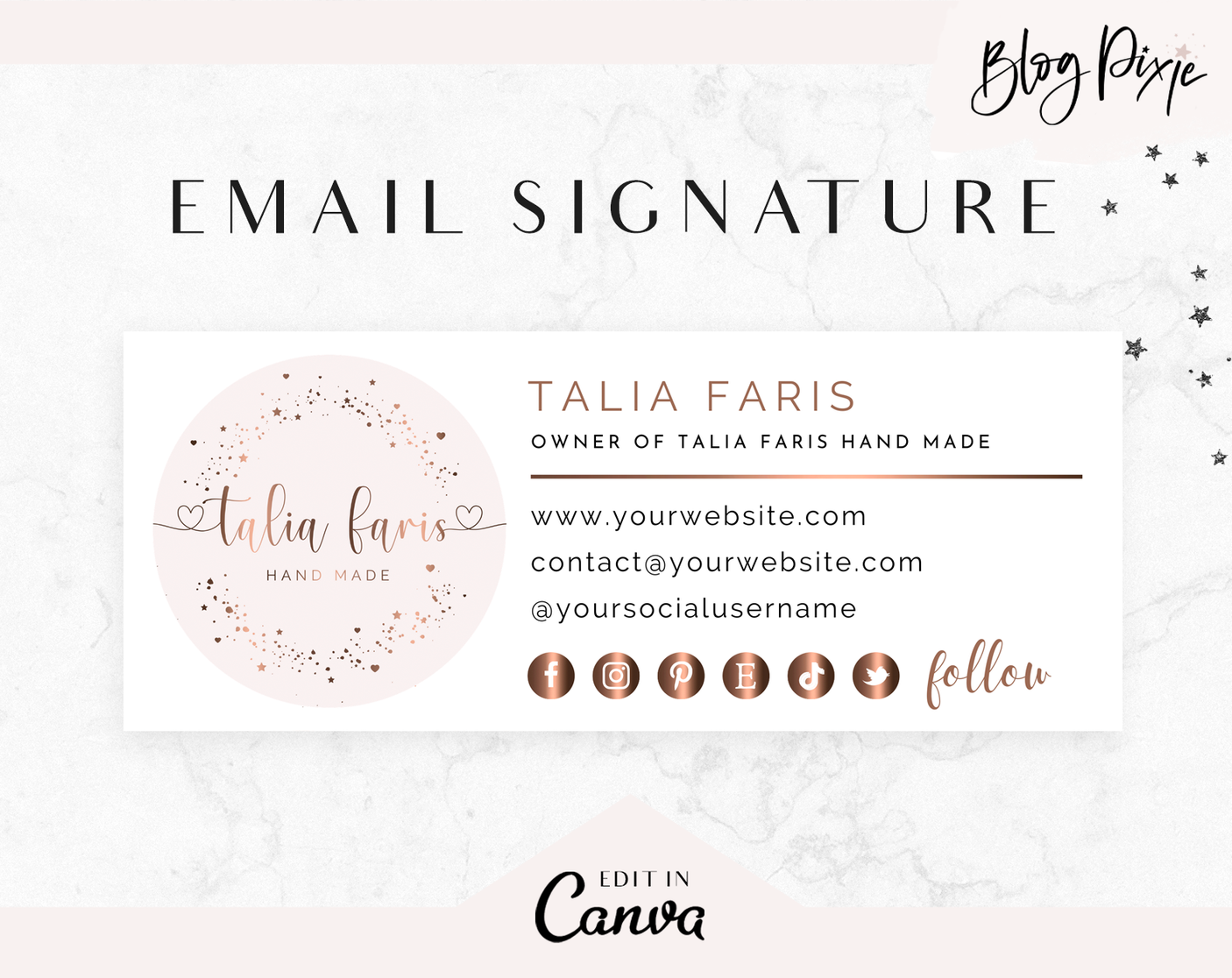 Rose Gold Email Signature Template - Design Pixie