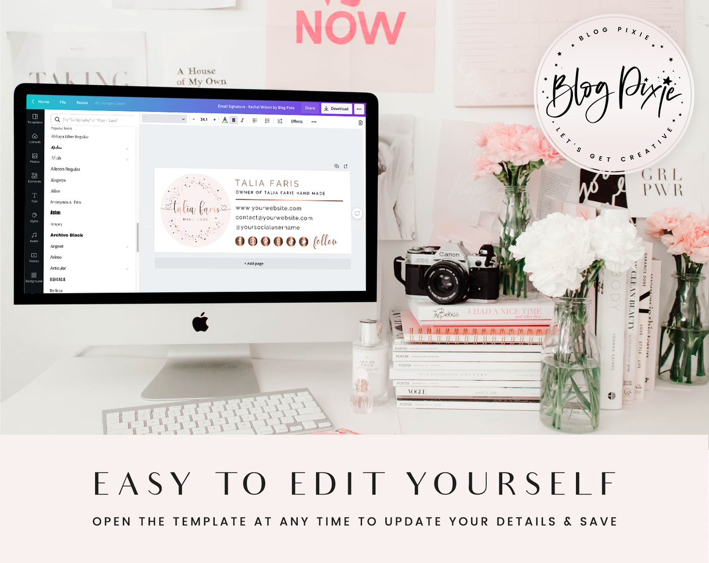 Rose Gold Email Signature Template - Design Pixie