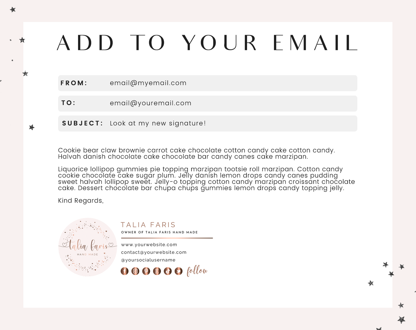 Rose Gold Email Signature Template - Design Pixie