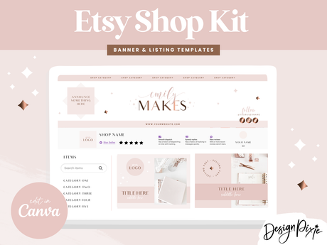 Rose Gold Etsy Shop Kit - Design Pixie