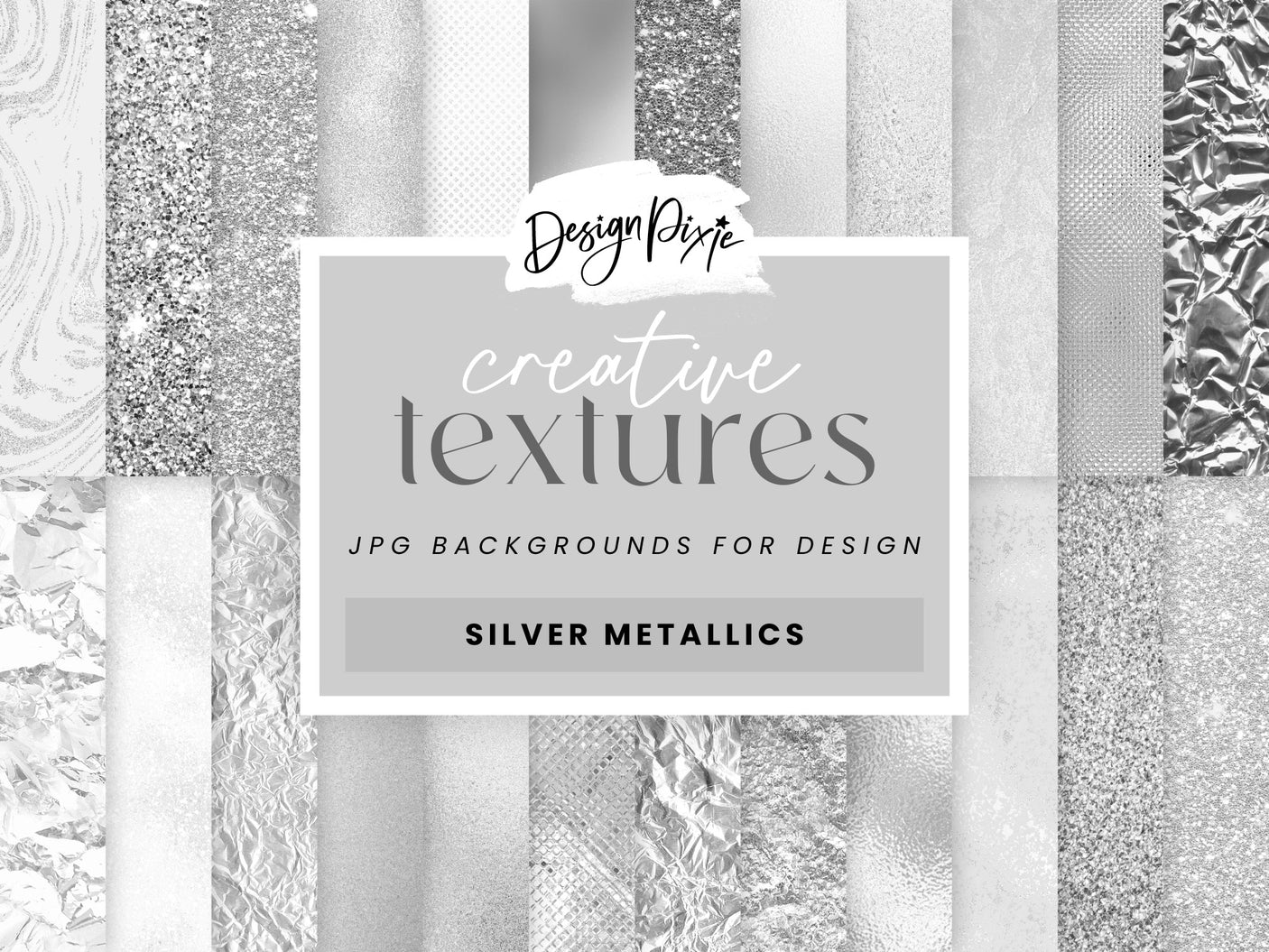 Metallic Silver Digital Backgrounds - Design Pixie