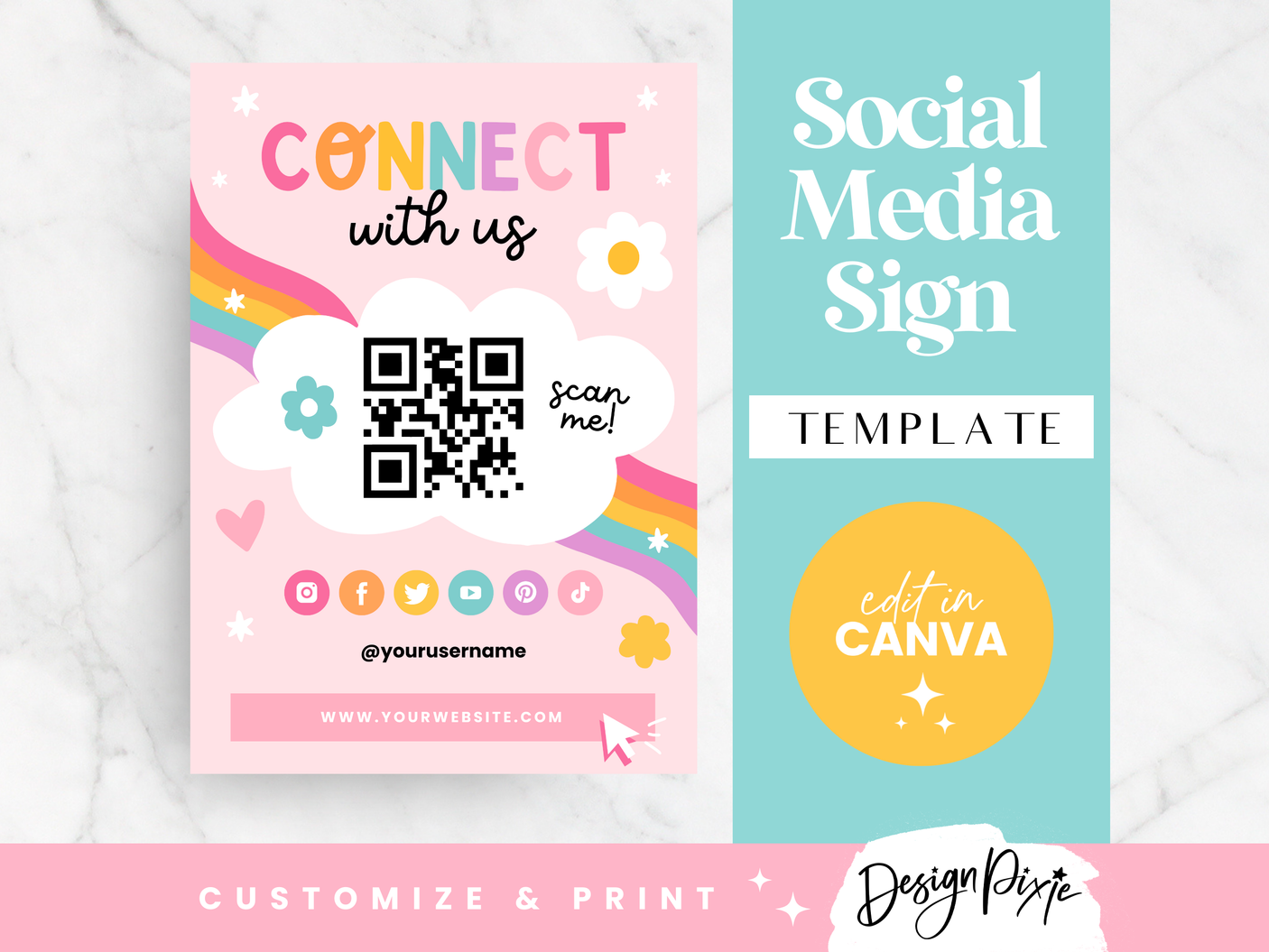 Social Media Sign Template - Playful - Design Pixie